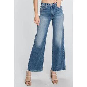 ANTHROPOLOGIE LETTERS TO JULIET L.T.J. WIDE LEG HIGH RISE JEANS RAW HEM sz 25
